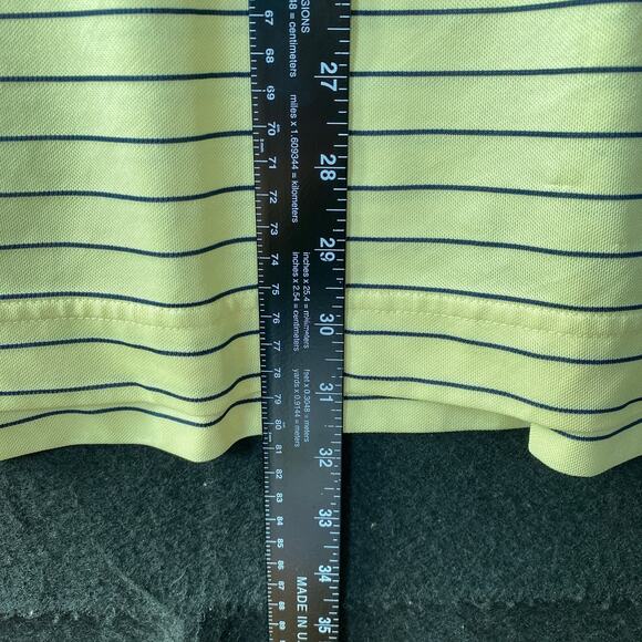 FootJoy Mens Shirt Yellow Blue Striped Golf Polo Comfort Quick Dry Stretch Large - Picture 9 of 12